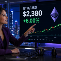 Analyst watches Ethereum rise 6% to $2,380 on an ETH/USD market chart