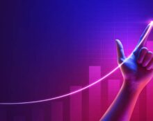 Business success of growth metaverse finance and investment profit graph concept or development analysis progress chart on financial market achievement strategy background with increase hand diagram