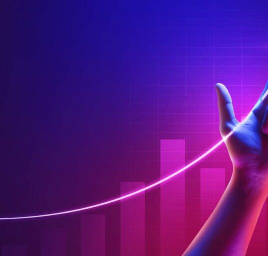 Business success of growth metaverse finance and investment profit graph concept or development analysis progress chart on financial market achievement strategy background with increase hand diagram