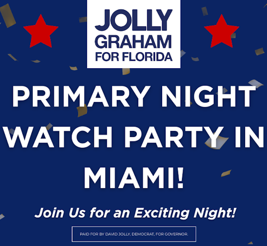 Primary Night Watch Party in Miami organized by David Jolly for Florida 2026