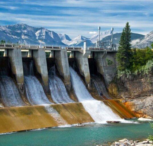 Dam of hydroelectric power plant in Canadian Rockies