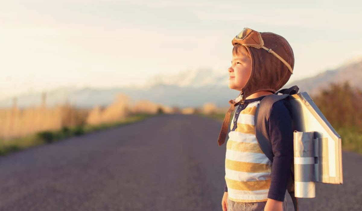 Young Boy with Jet Pack Dreams of Flying