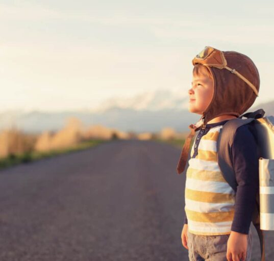 Young Boy with Jet Pack Dreams of Flying