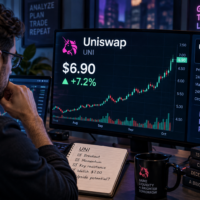 Analyst checking Uniswap price